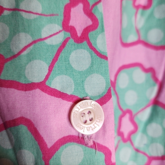 NWT Shirtales Pink Green Floral Button Down Shirt Flip Cuff Size XL Cotton - Picture 12 of 13
